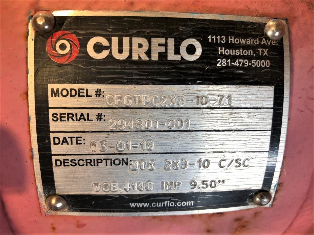 Curflo Centrifugal Pump #CFGTPC2X3-10-71, MTX 2" x 3"-10, WCB w/ 75HP Motor